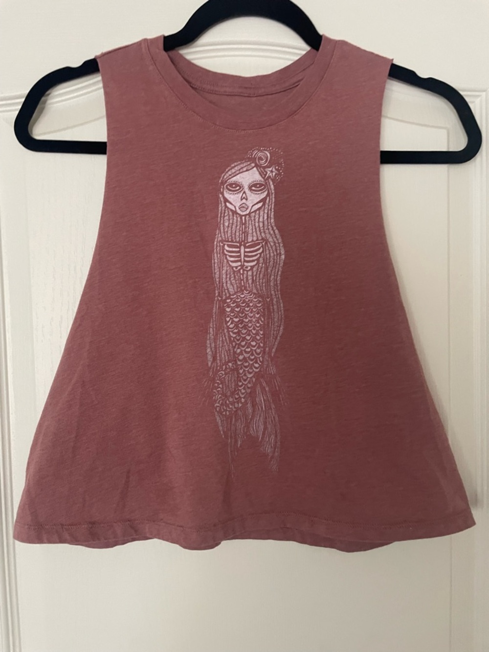 Migdalia graphic cropped tee with skeleton mermaid Size M